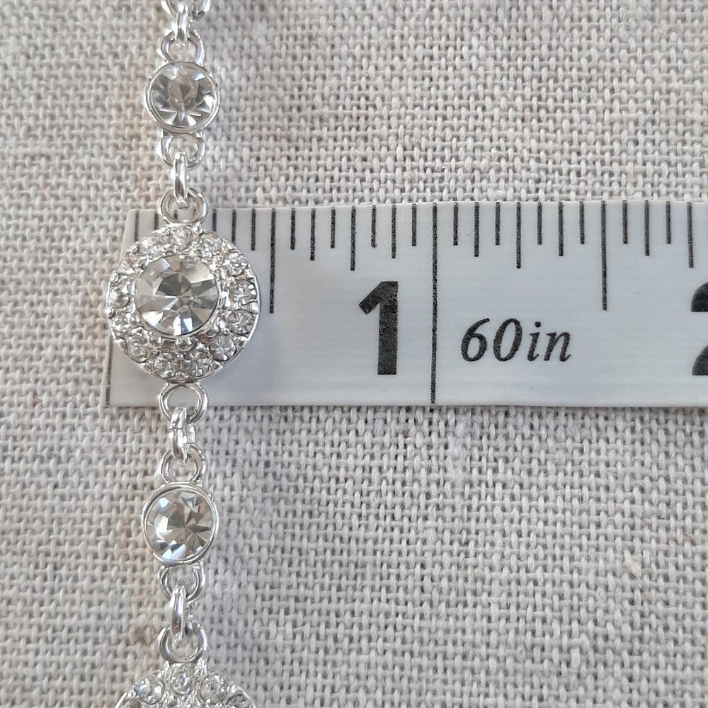 VTG Napier Clear Rhinestone Silver Tone Link Bracelet - Picture 7 of 7